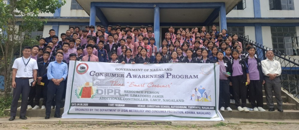 Officials along with students during the consumer awareness programme held at Christian School Auditorium, Tseminyu, on June 4.